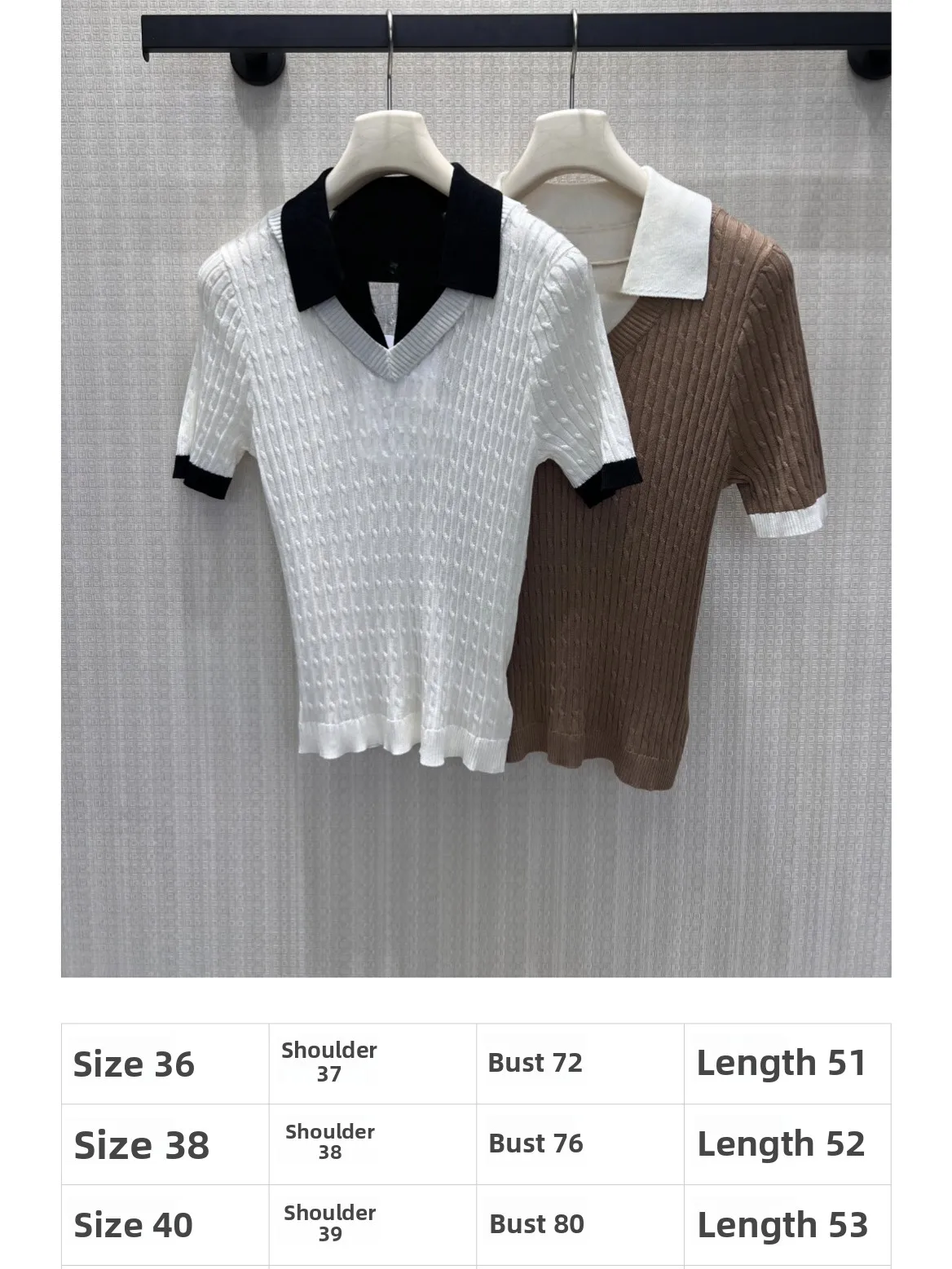 

Slimming Effect Neck Knitwear Short Sleeve Women's Fashion Elastic Color Block Top Comfortable Breathable Summer Casual