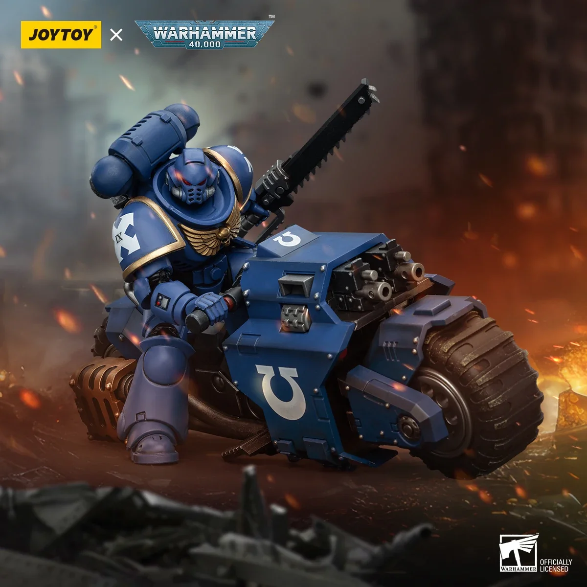 Joytoy warhammer 40k motocicleta fuzileiros espaciais ultramarines outriders irmão catonus figura de ação catonus modelo brinquedo bonecas