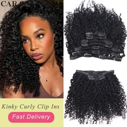 Extensions de cheveux brésiliens bouclés afro crépus sans couture, extension de cheveux humains, clip invisible en PU, évider, 255,4A