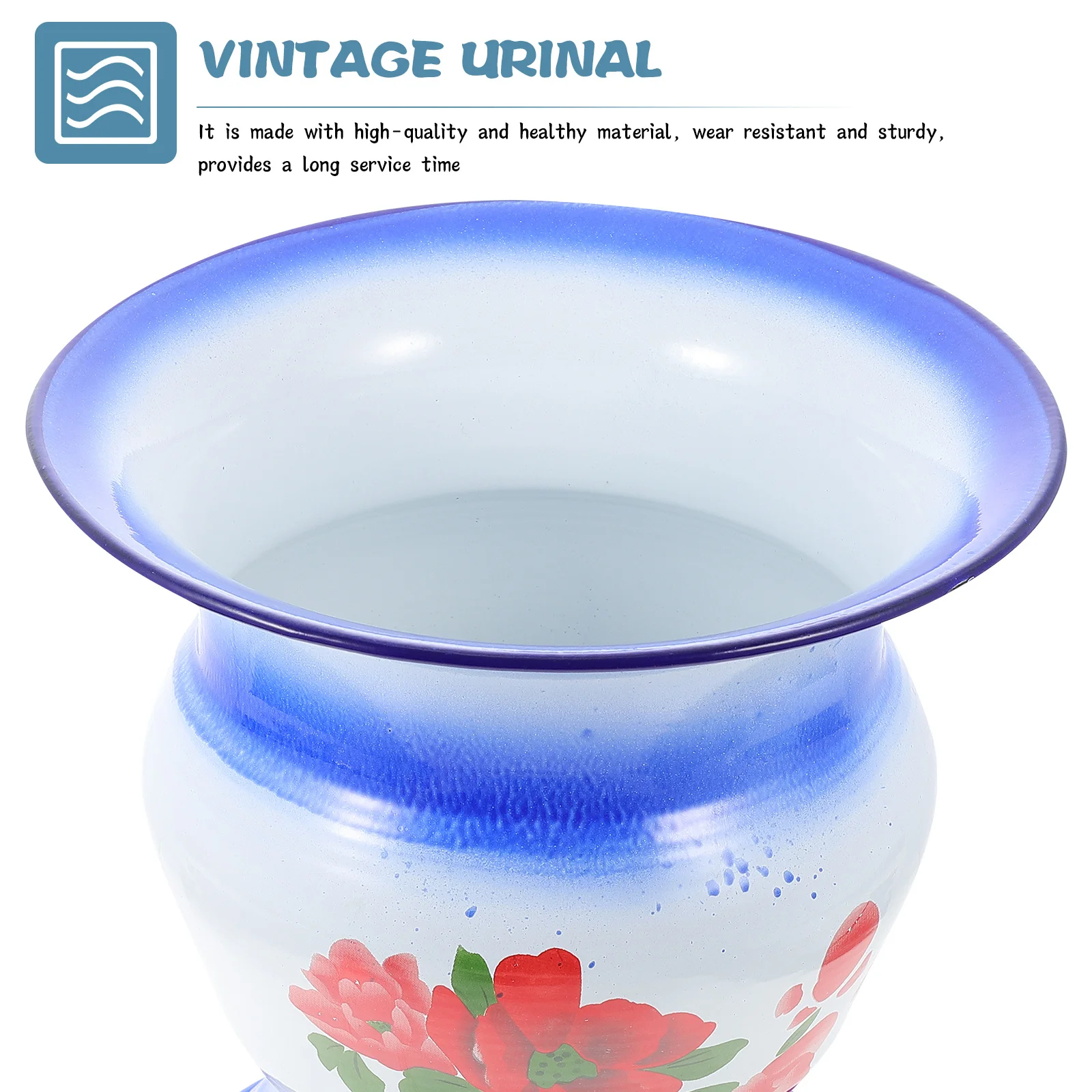 

1Set Portable Urinal Pot Retro Design Chamber Pot for Household Use Wear Resistant Sturdy Construction Round Edge Safe for Hands