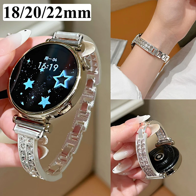 Correa de diamantes para Samsung Galaxy Watch 7, 6, 5, 4, 3, pulsera para mujer, para Huawei Watch GT6/5/4, Xiaomi Watch 5, S5, S4, S3, banda de 18/20/22mm