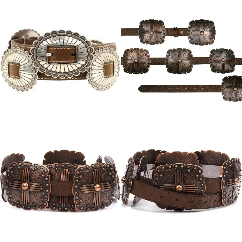

Western Women's Brown Leather Oval Concho Belt with Traditional Style and Comfortable Fit