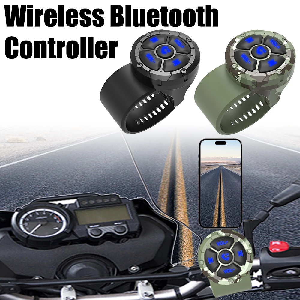 Media Controller Remote Button Wireless Bluetooth 5.3 Portable Car Accessories Steering Wheel Remote Control Helmet Earphone