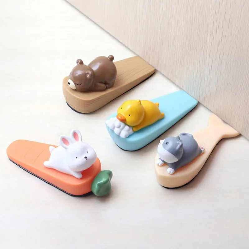 Safety Protector Cute Cartoon Silicone Figure Door Stopper Wedge Door Jam Catcher Block Guard Home Office Protectors