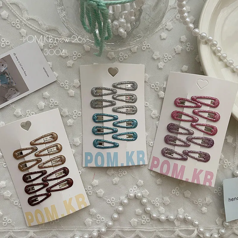 10pc Glitter Metal Mini Hairpins Set for Baby Girls Kids Snap Hair Clips BB Pins Barrettes Basic Drop Clip Children's Headwear