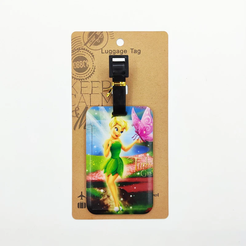 Disney Tinker Bell etichetta per bagagli etichetta per bagagli da viaggio carina valigia ID porta indirizzo bagaglio imbarco biglietto per valigia portatile