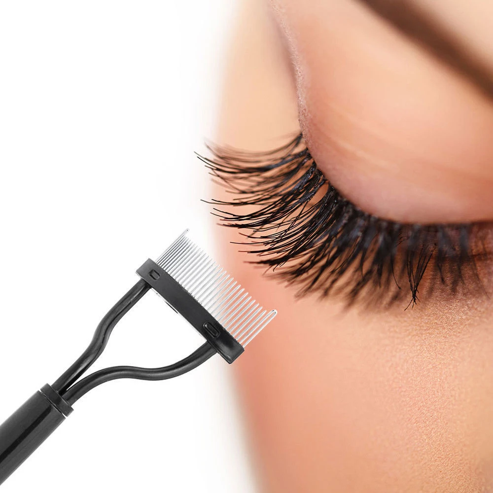 NEWCOME Piegaciglia Trucco di bellezza Separatore per ciglia Pieghevole in metallo Pennello per ciglia Pettine Mascara Curl Trucco di bellezza Strumento cosmetico