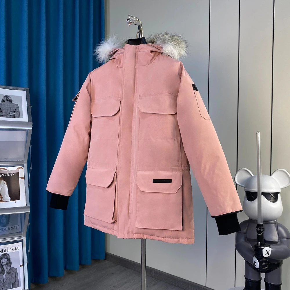 الفاخرة الشتاء سميكة قصيرة أسفل سترة العلامة التجارية الشهيرة الدافئة تنوعا مقنعين مصمم الخبز معطف المرأة طويلة الأكمام معطف مبطّن