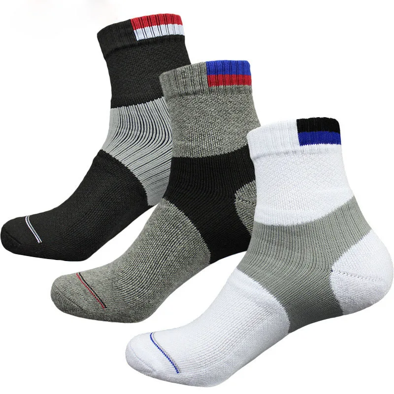 Athletic Crew Socks para homens e mulheres, algodão grosso, fundo de toalha, amortecido, corrida, caminhadas, esportes de raquete, adultos, crianças