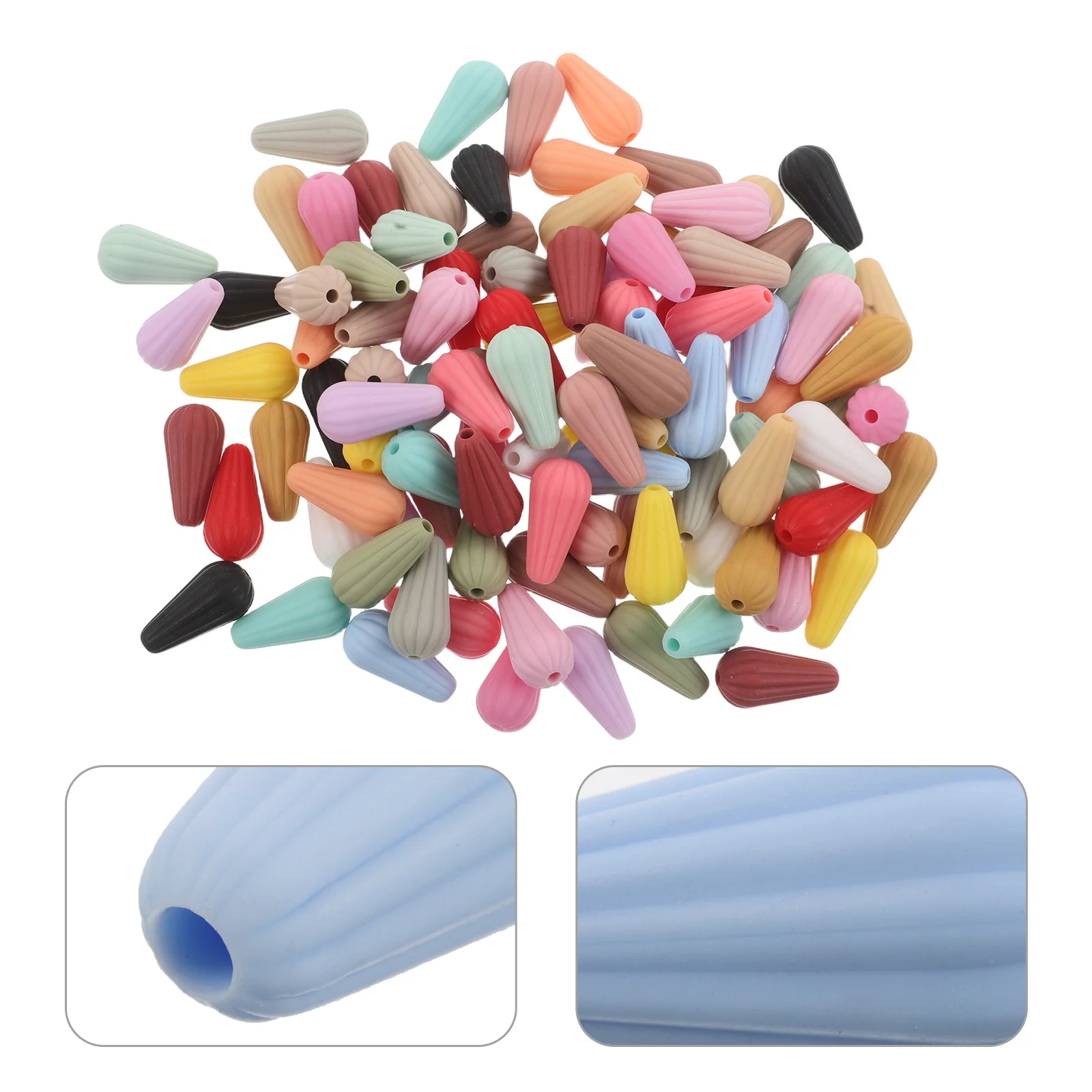 

100Pcs Colorful Silicone Spacer Beads Cone Shape Loose Beads for DIY Jewelry Making Bracelet Necklace Craft Supplies