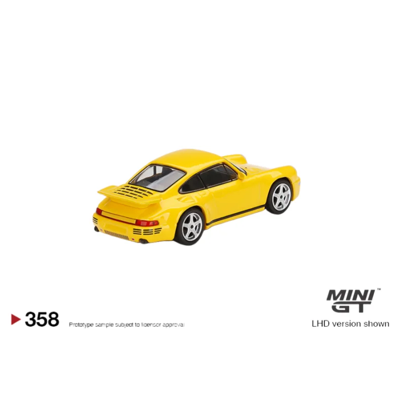 MINIGT 1:64 Porsche 911 RUF RUF CTR Yellow alloy car model, boy's toy, adult collection, children's holiday birthday gift