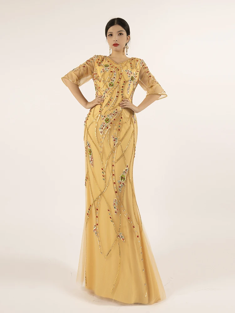

Elegant Evening Dress For Women Sequin Beading Mermaid Gown For Boutique Formal Occasions M222