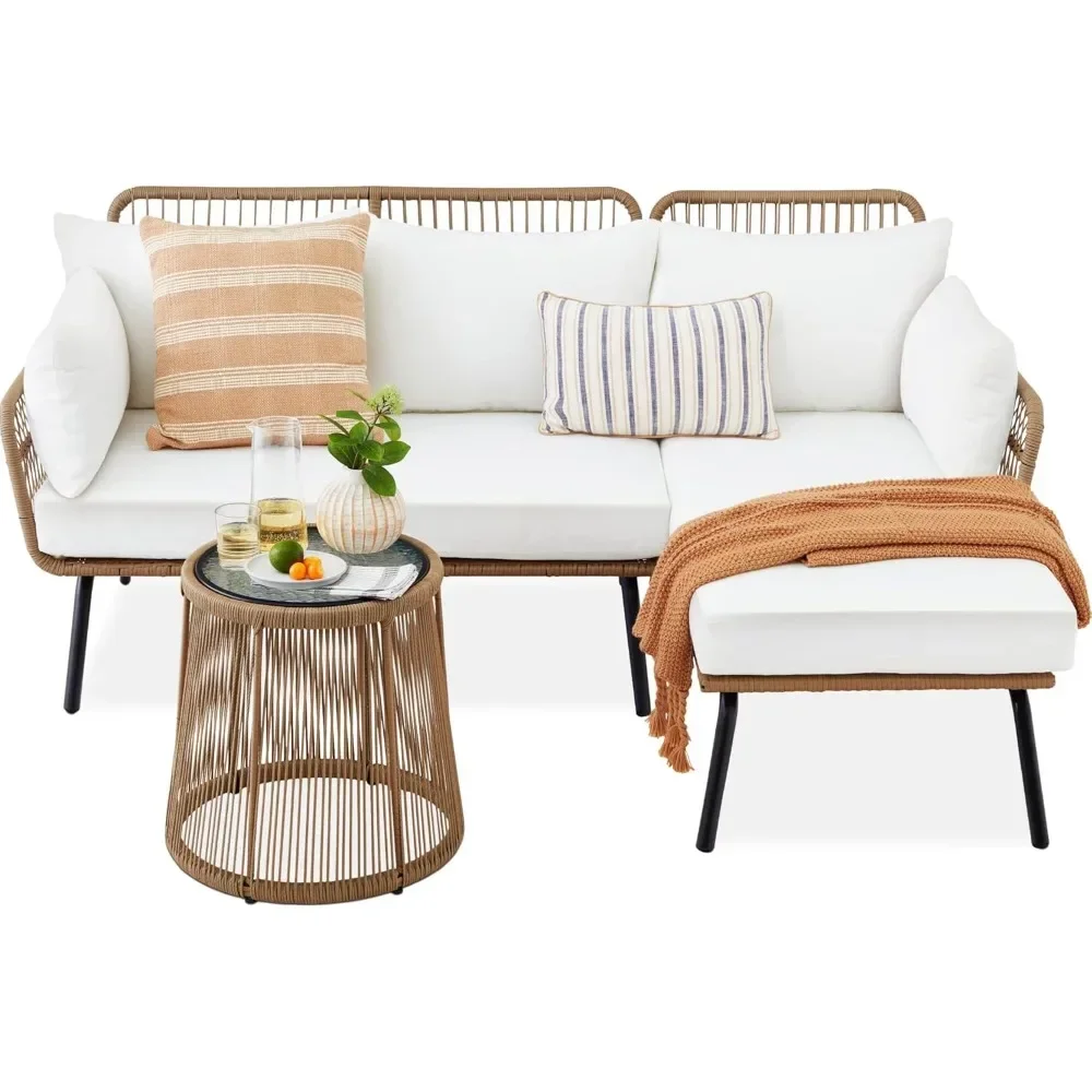 

Best Choice Products Outdoor Rope Woven Sectional Patio Furniture L-Shaped Conversation Sofa Set for Backyard