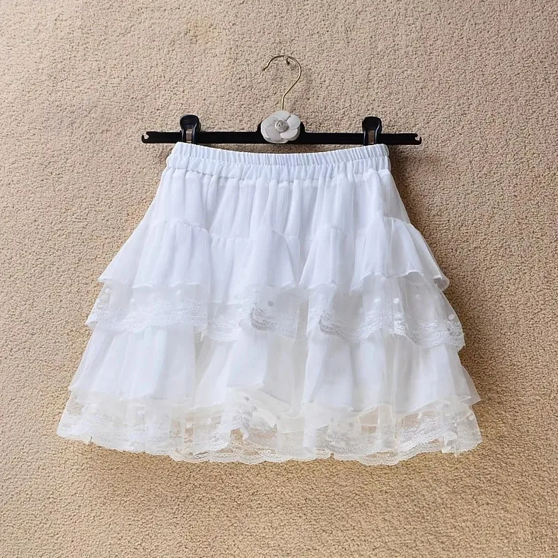 Elastic Gothic Lace Tutu Skirt Women Black Mesh Detail Petticoat Sexy Mini Tulle Skirts Party Club Wear Dancer