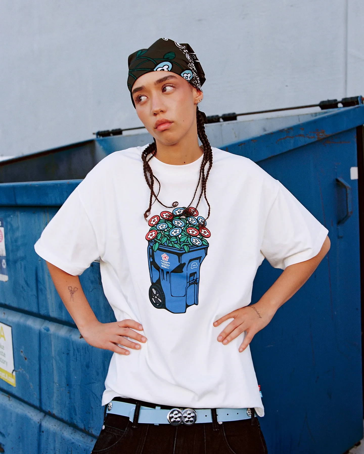 Hip Hop Cartoon Trash Can Graphic T Shirt Gothic Casual Cotton Short Sleeves T-shirt Y2k Top High Street Harajuku Streetwear