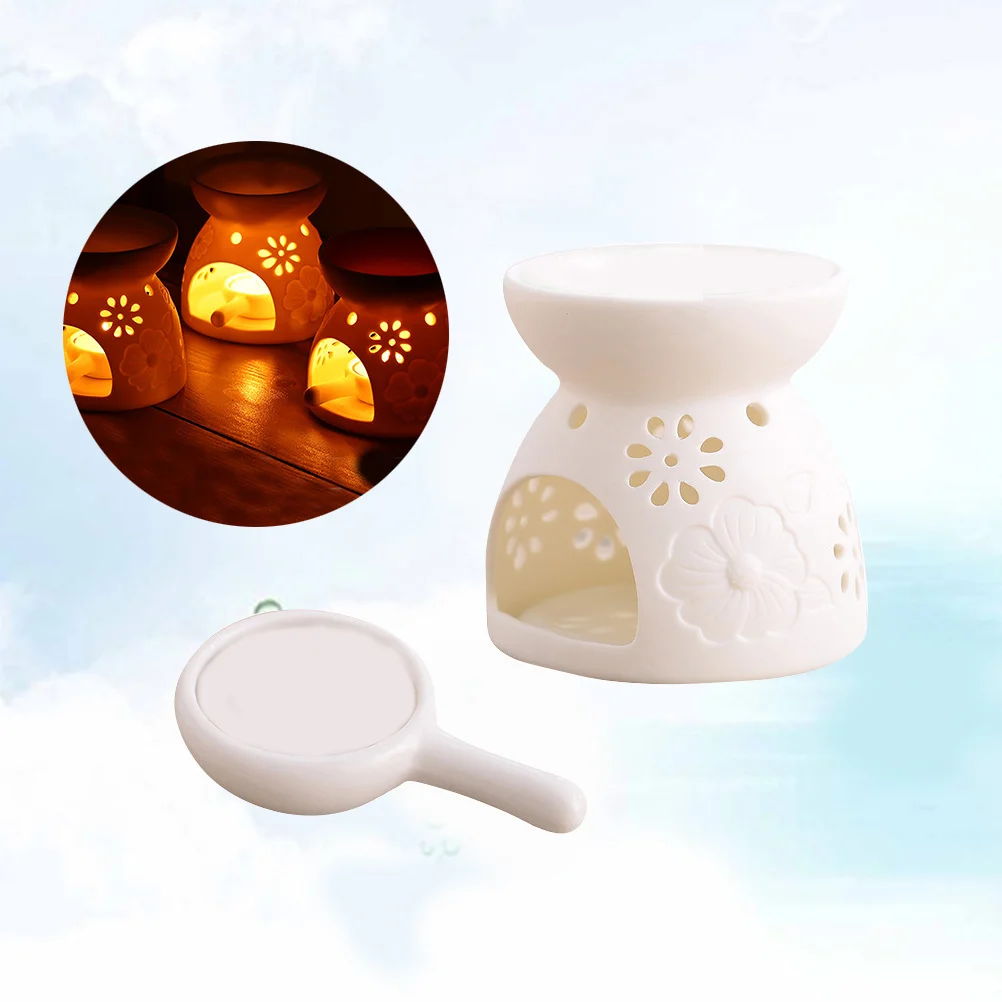 

White Ceramic Incense Burner Hand Carved Hollow Aroma Lamp Aromatherapy Fragrance Holder Relaxing Home Decoration