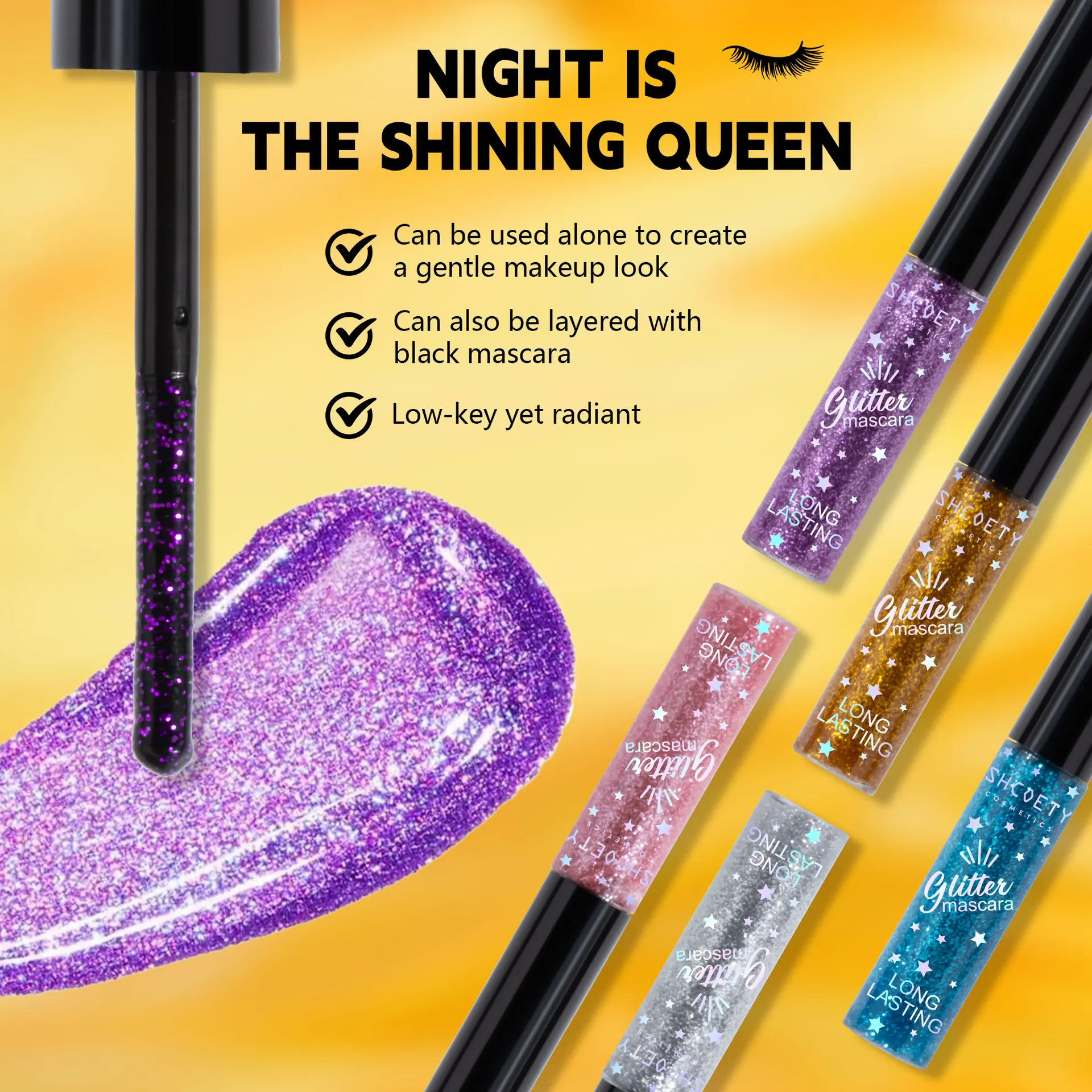 Mascara diamant brillant, 5 couleurs, imperméable, Volume 3D, paillettes à séchage rapide, maquillage de fête, Festival, 5ml