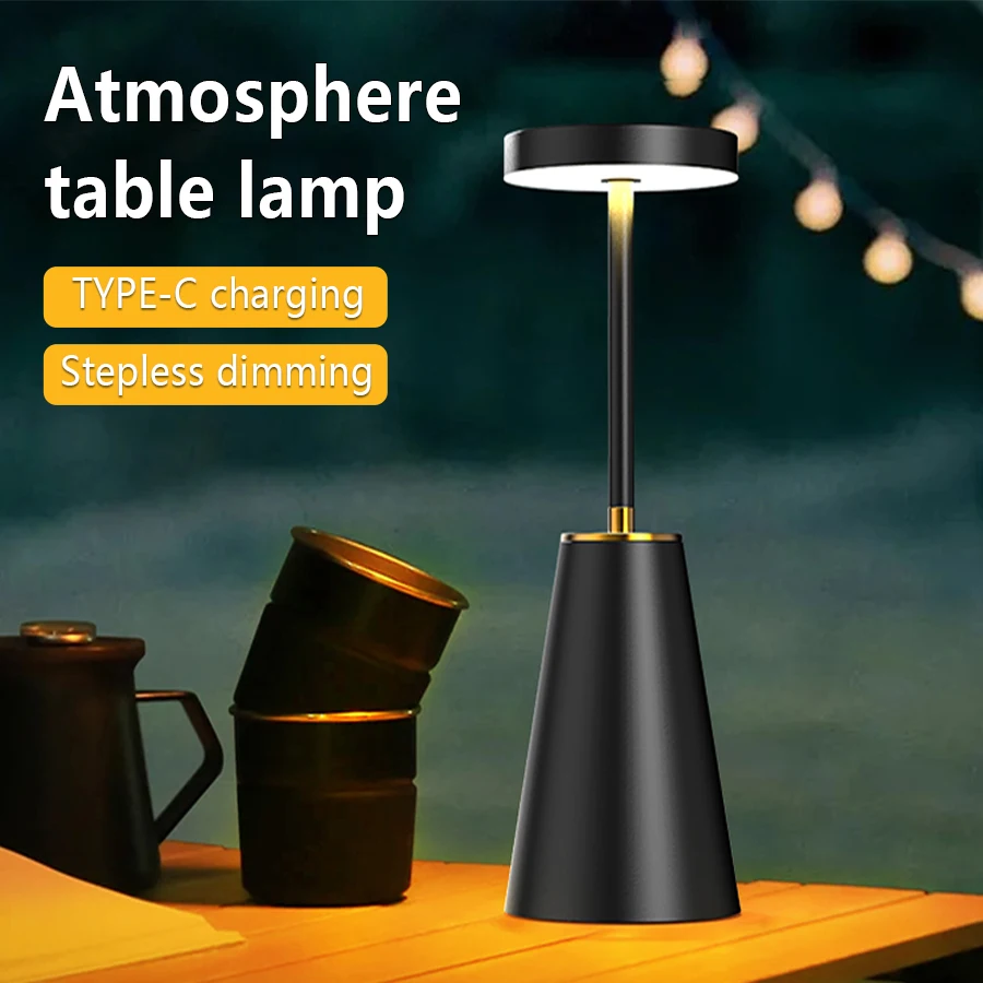 Creative Metal Table Lamp Rechargeable Eye Protection LED Desk Lamp 3 Colors Bedside Reading Light Bar Coffee Decor Night Lamp