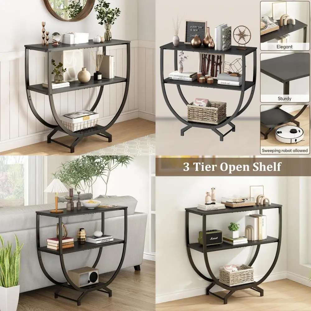 

GILLAS 3 Tier Console Tables, 30 Height Entryway Table, Sofa Table Behind Couch Table, Industrial Entryway Furniture Entry Way T