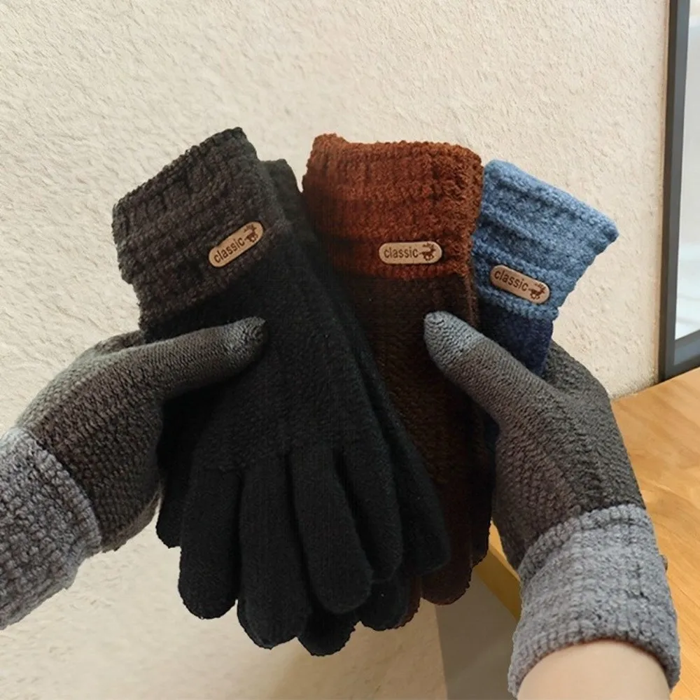 Fashion Windproof Knitted Gloves Cold Proof Casual Warm Gloves Anti-skid Mittens Outdoor Cycling