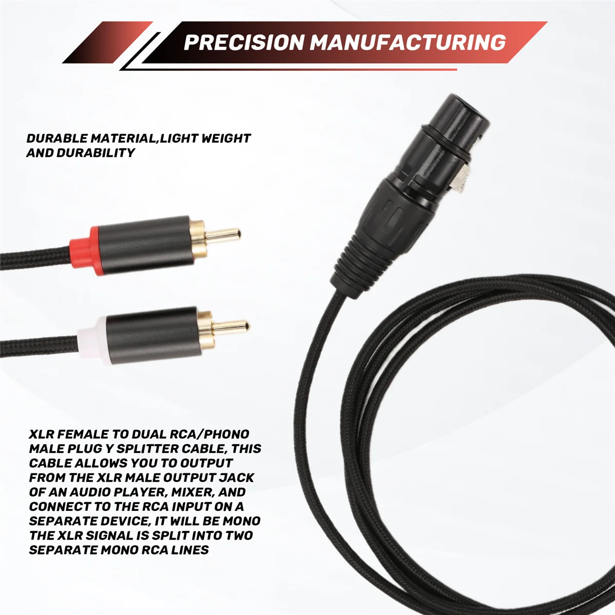 ABZW 3-контактный XLR «мама» на двойной разъем RCA «папа» Y-разветвитель, аудиокабель микшерного усилителя, соединительный кабель стереоаудио, 1 метр