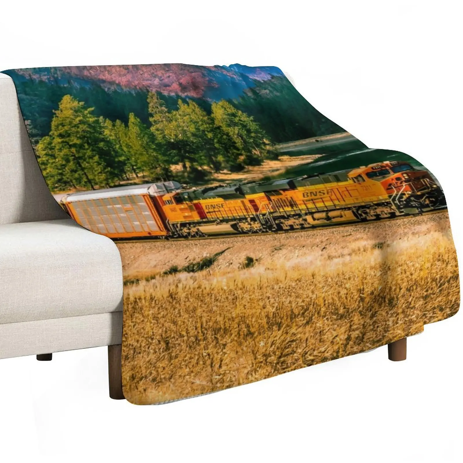 Car Train by the River Throw Blanket Comforter Luxury St Plaid Personalized Gift Thermals For Travel Blankets For Bed Blankets