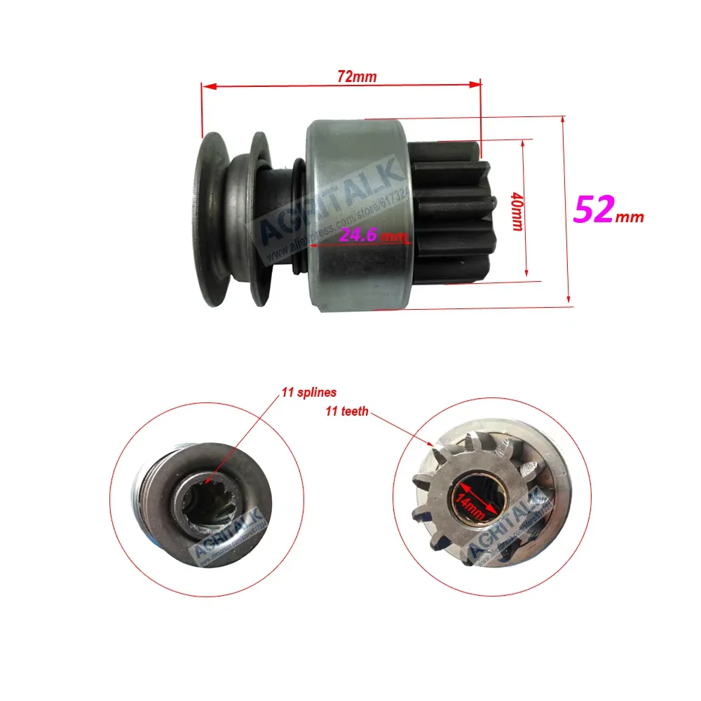 Bendix (drive pinion) for starter motor QDJ132A / QDJ1332A suitable for Laidong engine