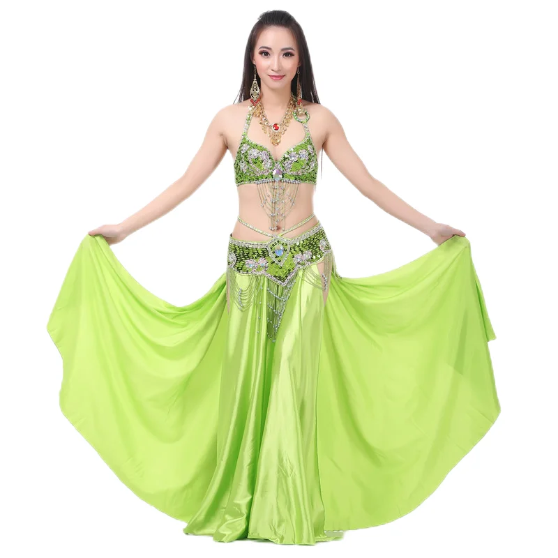 Women Long Satin Panel Skirt 2 Side Slit Belly Dance Tribal Swing Gypsy Costume Sexy Dress Double Forktailed Church Praise Gold