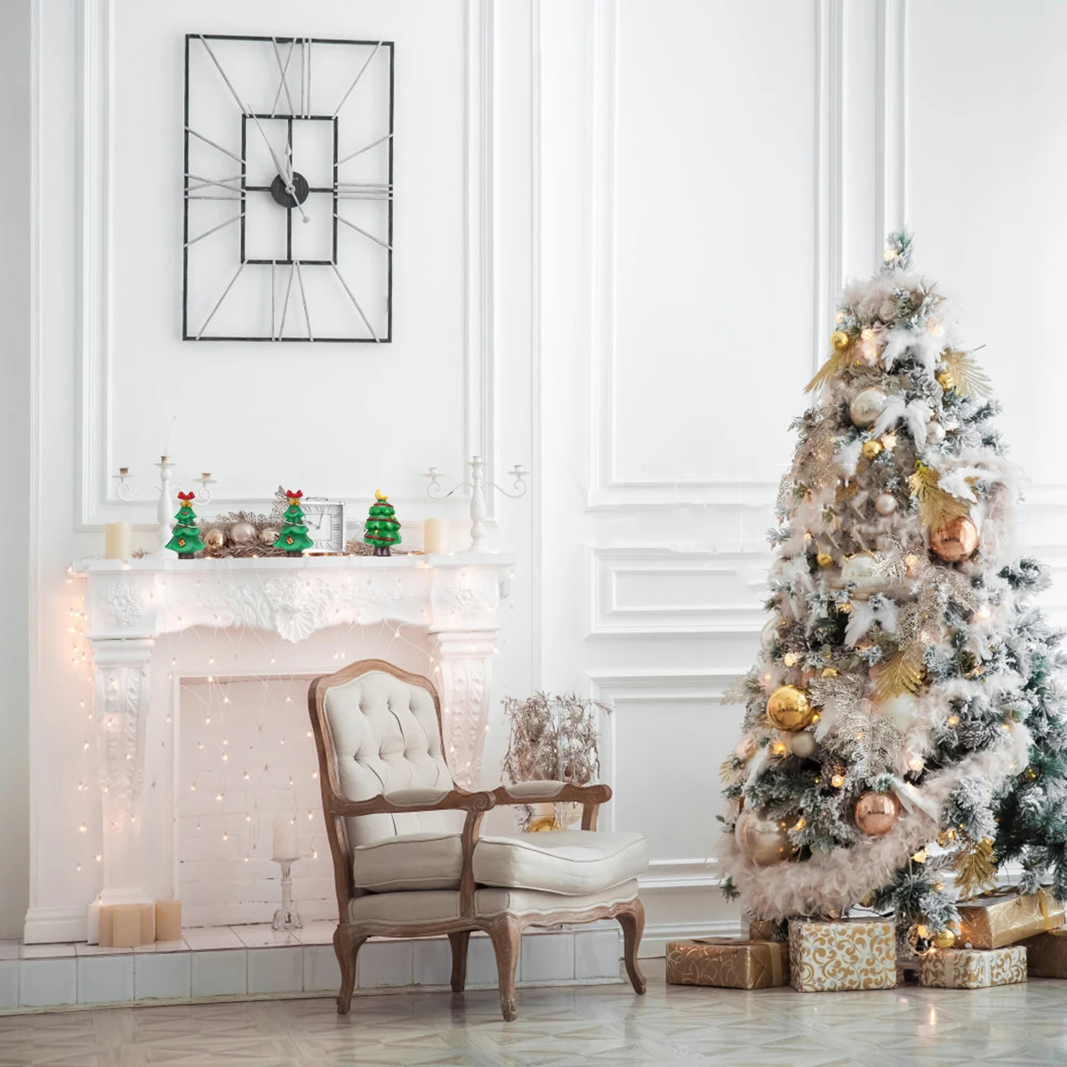 

10pcs Christmas Tree Ornaments Miniature Resin Statue Figurines Durable Detailed Design Decoration