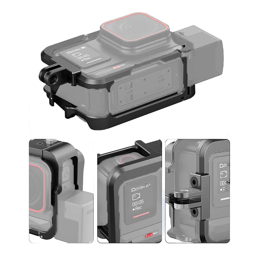 Держатель для камеры из алюминиевого сплава с двойным креплением холодного башмака для Insta360 Ace Pro Аксессуары защитная рамка для камеры быстрого крепления