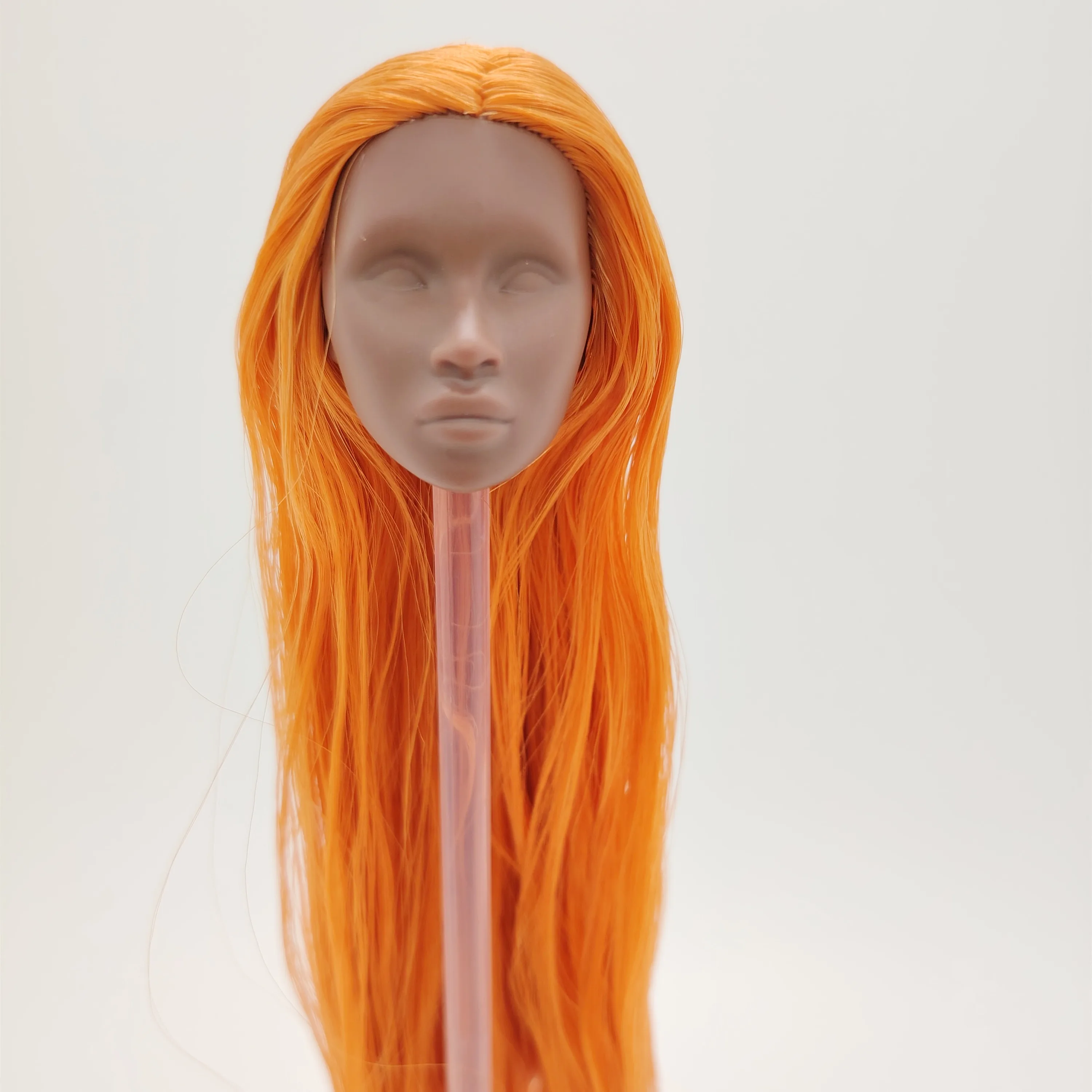 أزياء الملوك Nu.face Adele Makeda Dark A Skin Blank Face Orange Hair Reroot سلامة رأس الدمية