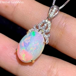 925 Silver Natural Opal Women's Necklace Color Change Effect 10*12mm Wedding Jewelry Luxury Jewelry Free Shipping