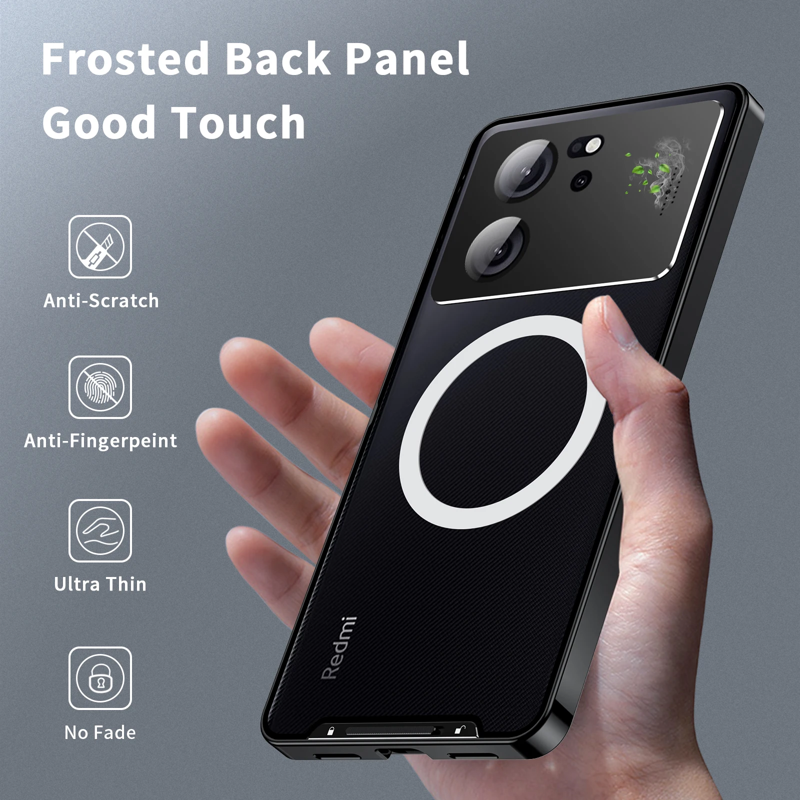 

Aluminum alloy frame+acrylic frosted detachable back case For Xiaomi Redmi K60 Ultra Support wireless charging Phone Case