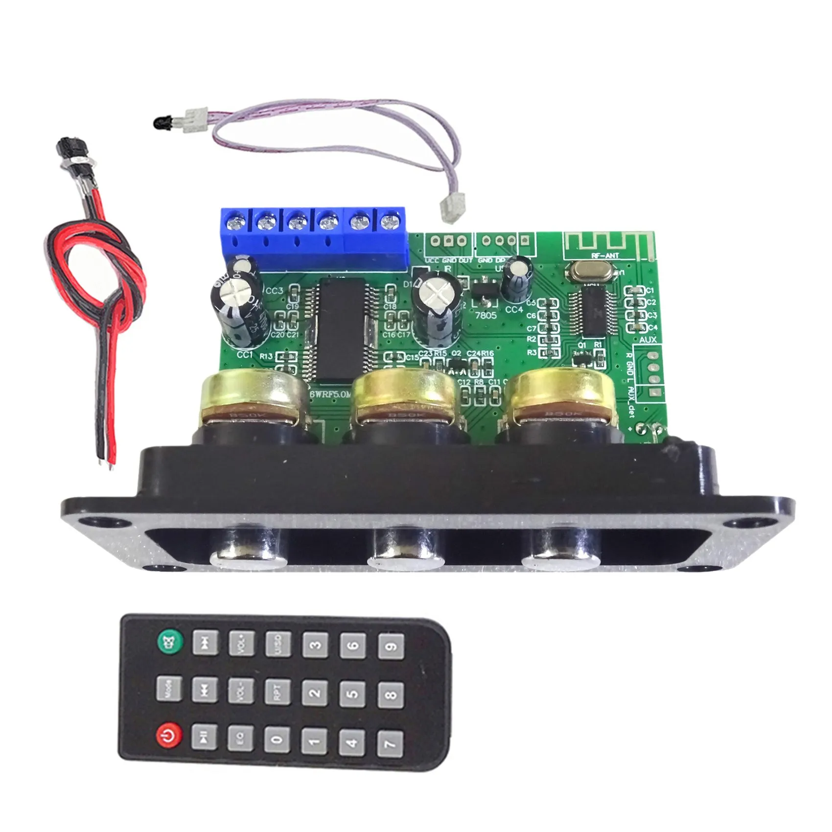 HOT 30W Bluetooth Audio Power Amplifier Board with DC Female Cable+Remote Control BT5.0 Mono Subwoofer Amplifier Board Kit