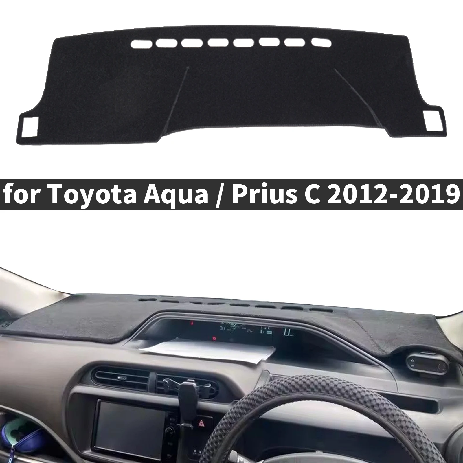 fit for Toyota Aqua Prius C NHP10 2019-2012 Accessories Dashmat Dashboard Cover Pad Protective Carpet Leather DashMat Sunshade