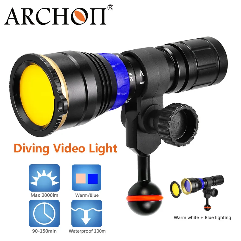 

Archon Wl07 Led Video Light With Yellow Blue Filter Warm White Scuba Diving Underwater Photography Lights For Tg6 Rx-100 Camer