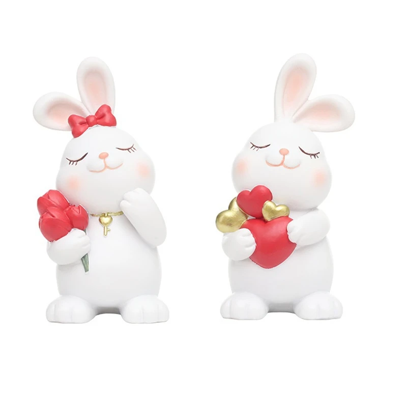 

Resin Bunny Statues Home Decor,Valentines Day Birthday Wedding Gifts For Her, Bunny Ornament Home Decoration Easy Install