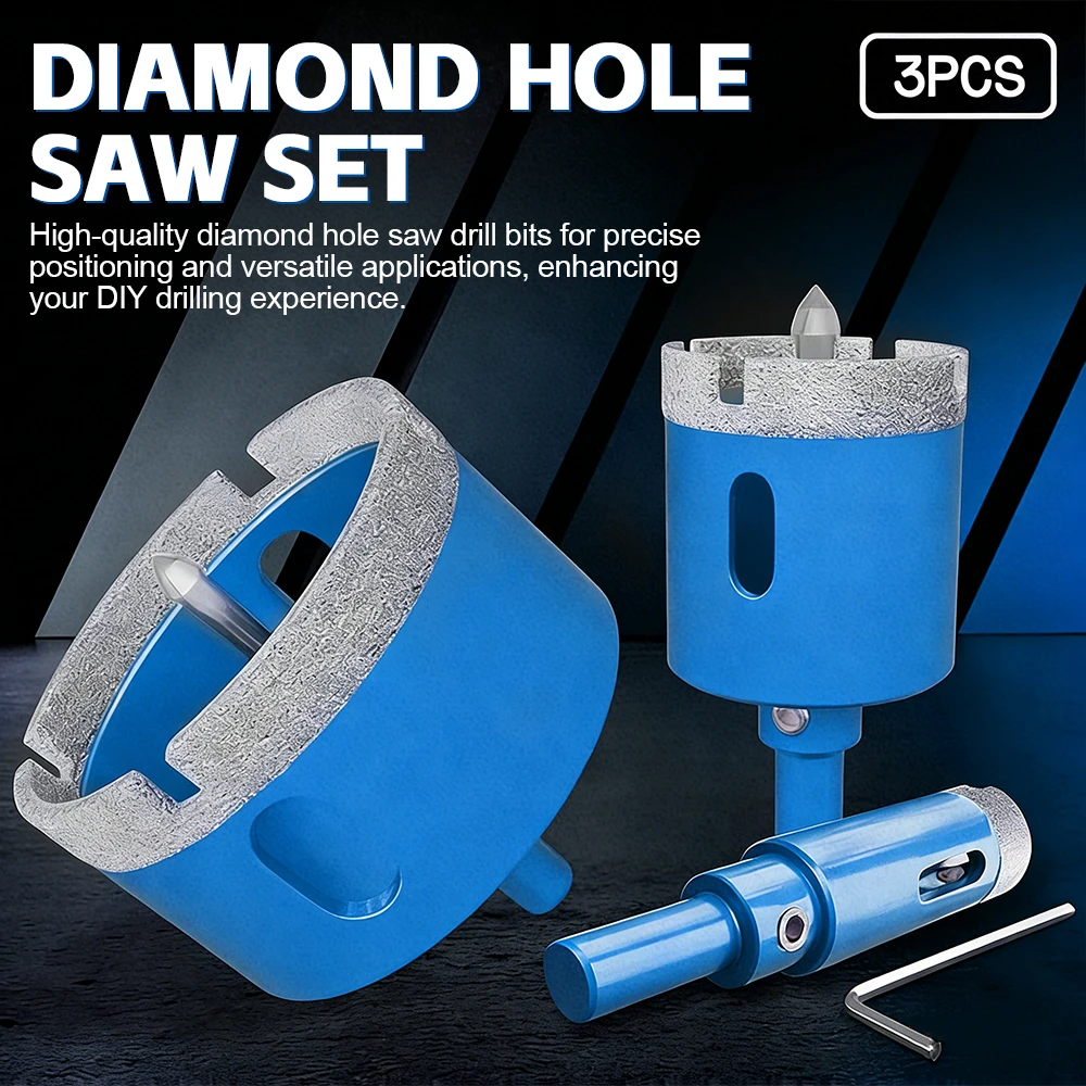 

3Pcs Diamond Core Bit Hole Saw 16/35/68mm Hollow Drill Bit, Suitable for Drilling and Coring on Tile, Granite and Marble