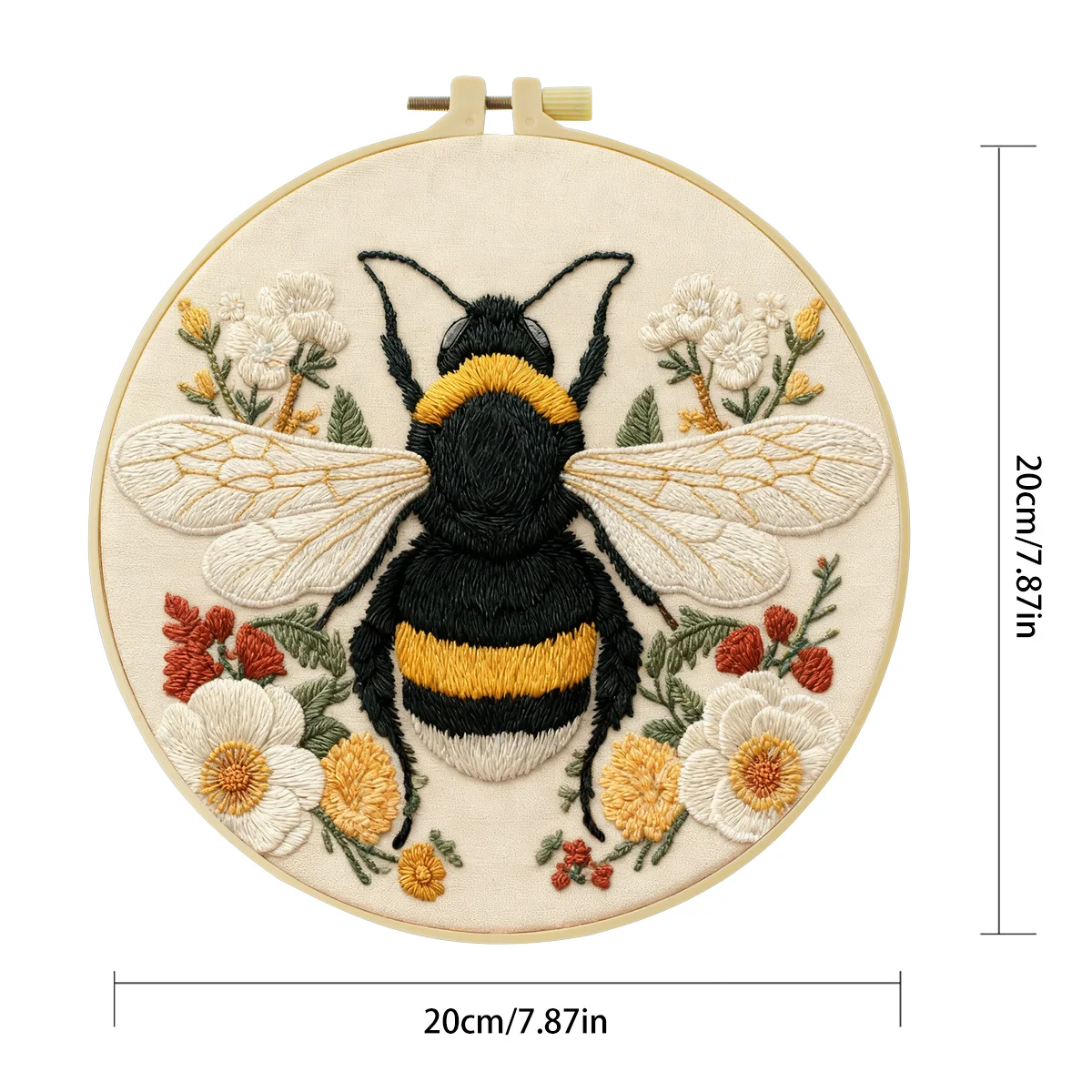 1 Stück 20X20CM/15X15CM 7,87/6,3 Zoll Bienen-Stickerei-Starter-Kit DIY-Kit DIY-Stickerei-Set für Anfänger Nadelkunst – Detail 4