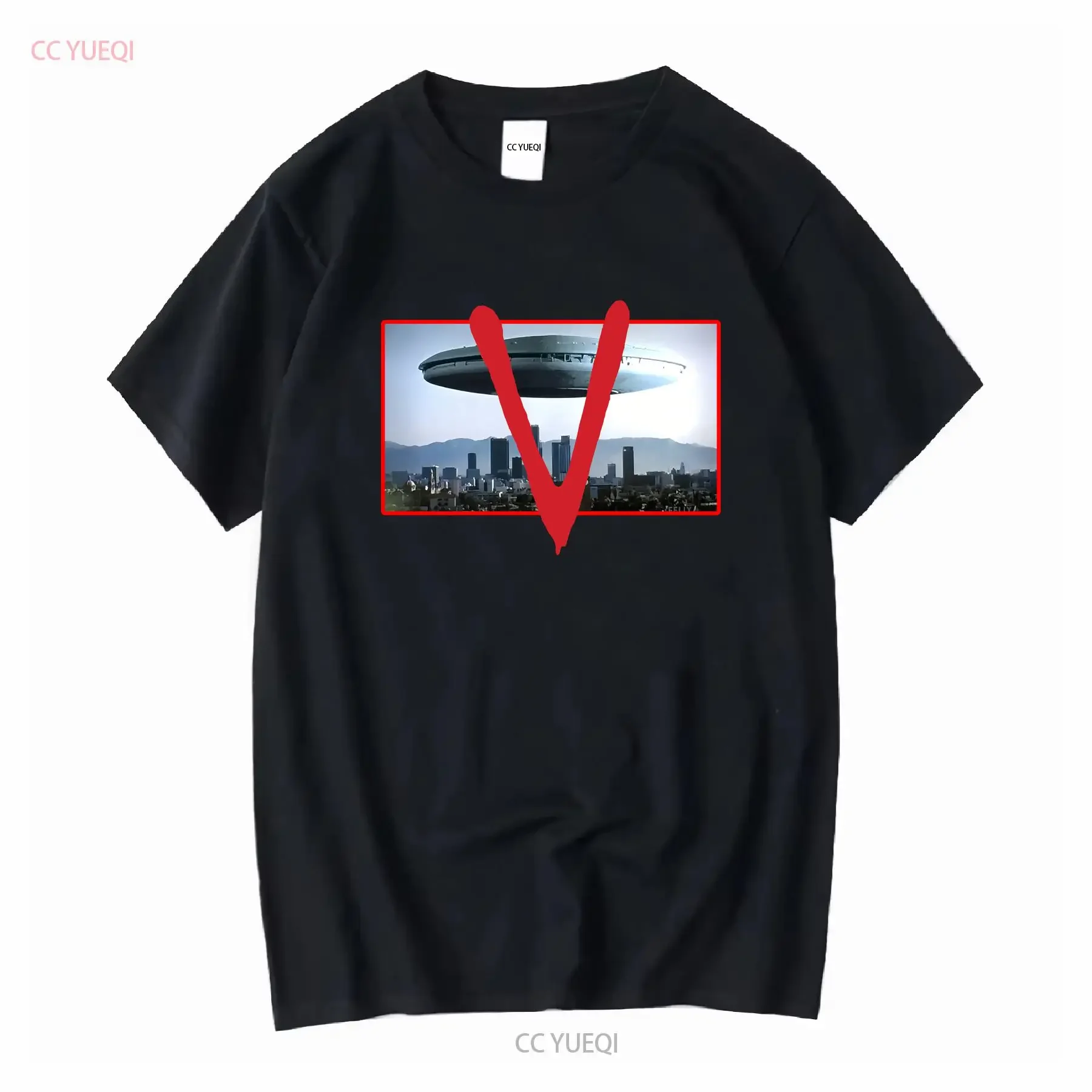 V Visitors T Shirt Mothership 1980s Retro Sci Fi NBC 1983 Aliens long or short sleeves vintage Washed graphic Casual Unisex