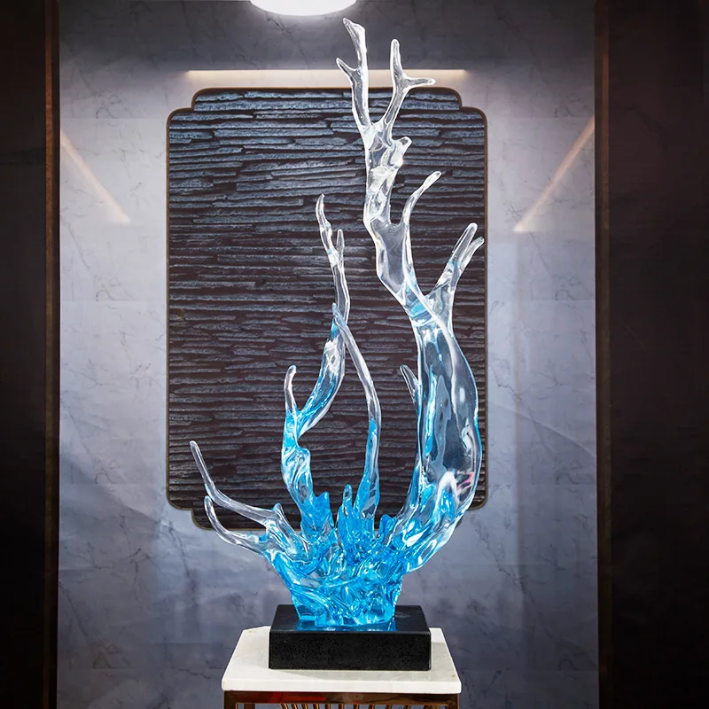 Modern Wave Abstract Transparent Resin Luxury Desk Crystal Transparent Spray Resin Art Decoration Creativity Art Crafts Decor