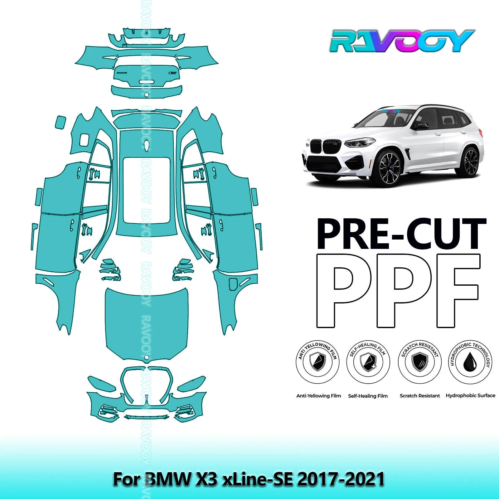 

Precut PPF Full Vehicle For BMW X3 xLine-SE 2017-2021 Clear Bra