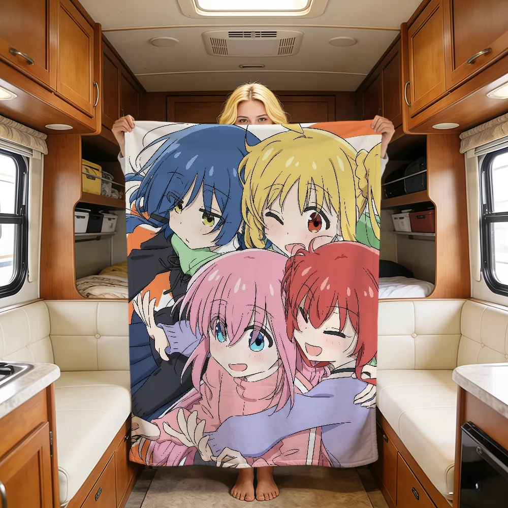 Cute Anime Manga Fanart B-Bocchi The Rock Soft Warm Plush Blanket  Dorm Sofa Living Room Pet Hogar Bedroom Gift Nap Home Flannel