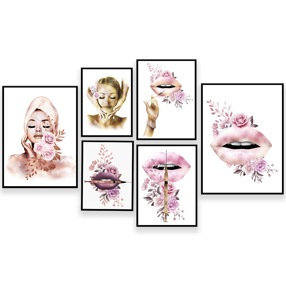 Beauty Poster, Lip Injection, Spa, Facial, Nail Technique, Beautician Beauty Salon Salon Wall Aesthetic Decor Poster