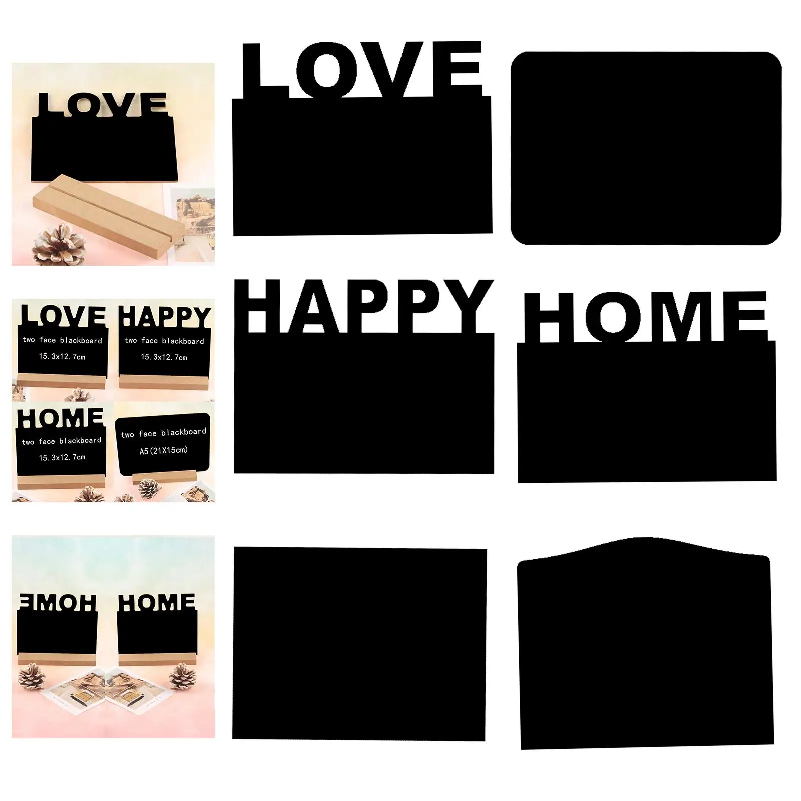 Mini Tabletop Chalkboard Sign with Wooden Base Stand, Food Signs Display Table Party Decor