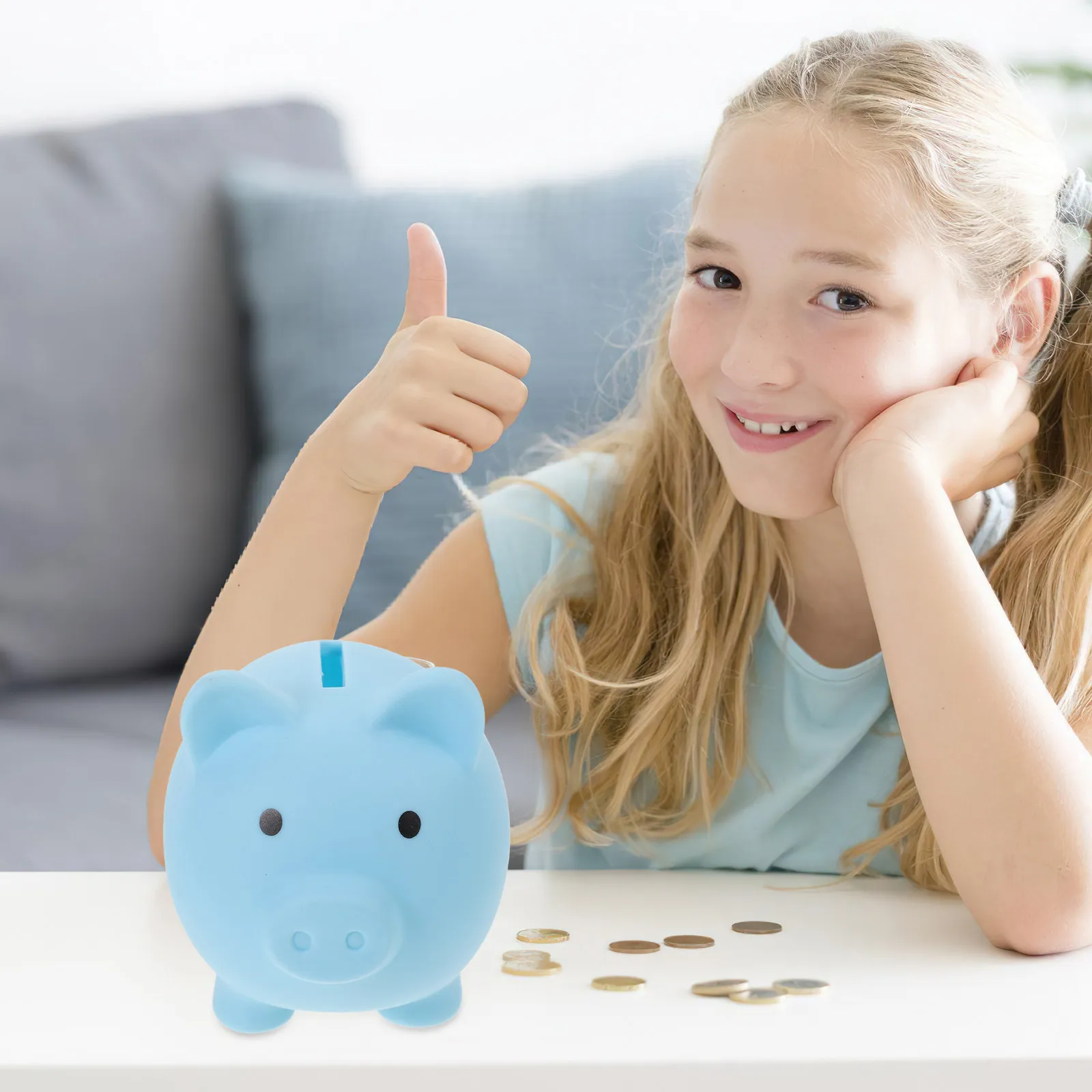 Creative Pig Shaped Piggy Bank ABS Material Coin Bank Compact Money Saving Box Decorative Household Adornment for Bedroom Living