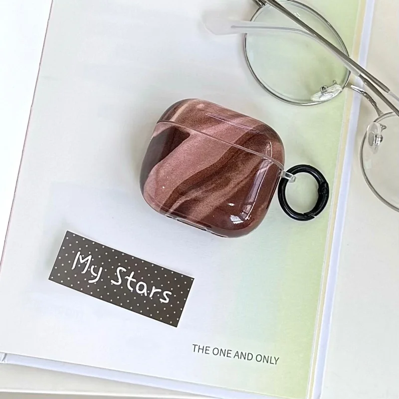 Funda para auriculares con diseño de lava y chocolate con anillo para Airpods Series 1, 2, Pro/pro2, 3, 4, a prueba de polvo, anticaída