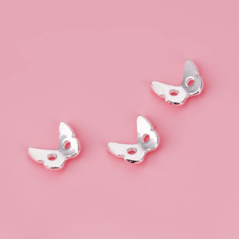 فراشة زر S925 فضة اللؤلؤ سوار كريستال فاصل ثقب مزدوج فاصل اليدوية DIY حبل النسيج التبعي #2