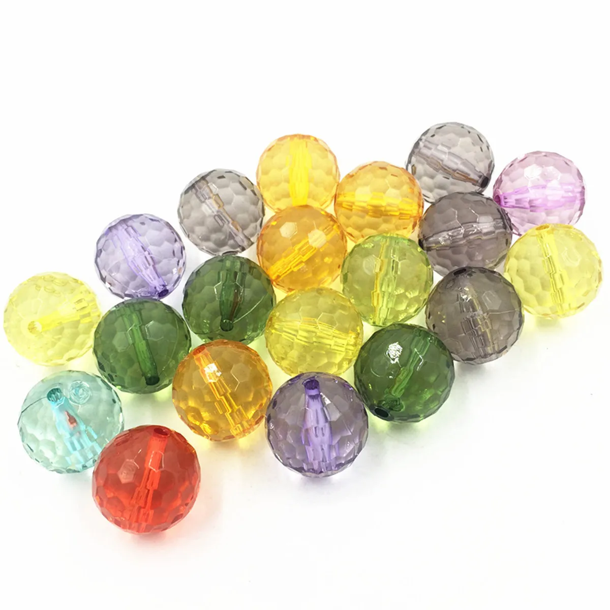 Spacer Beads Acrylic Facted Round Transparent Mixed Colourful For Charms Bracelets Jewelry DIY Findings 18mm