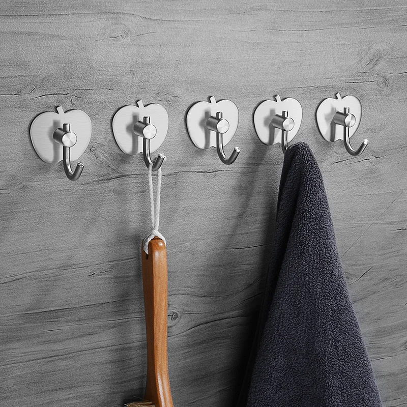 1pcs Bathroom Hooks for Kitchen Door Wall Hanger Wall Hooks Hanger Self Adhesive Robe Towel Hook 304 Stainless Steel Genuine